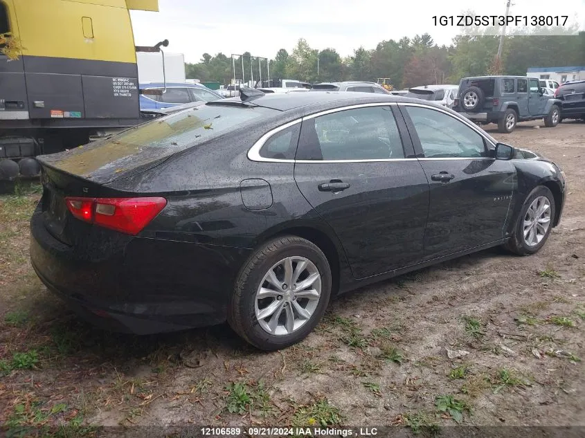 2023 Chevrolet Malibu Lt VIN: 1G1ZD5ST3PF138017 Lot: 12106589