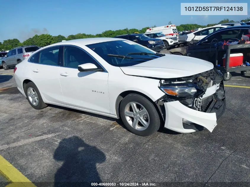 2024 Chevrolet Malibu Fwd 1Lt VIN: 1G1ZD5ST7RF124138 Lot: 40680053