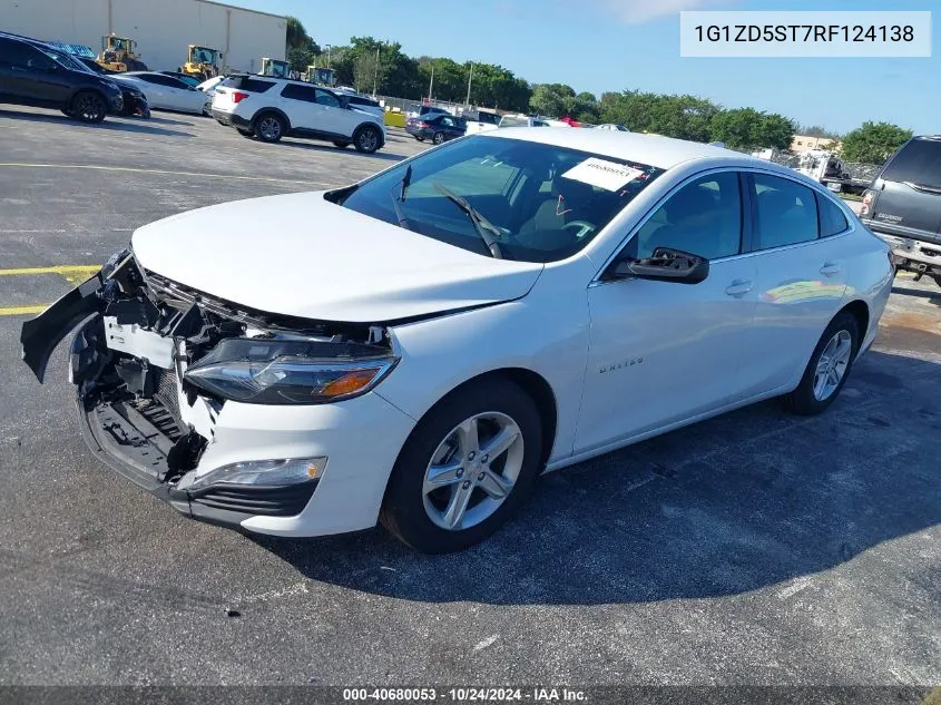 2024 Chevrolet Malibu Fwd 1Lt VIN: 1G1ZD5ST7RF124138 Lot: 40680053