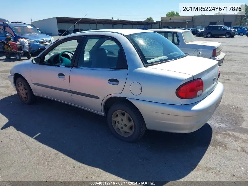 2000 Chevrolet Metro Lsi VIN: 2C1MR5224Y6717875 Lot: 40312716