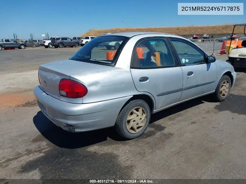 2000 Chevrolet Metro Lsi VIN: 2C1MR5224Y6717875 Lot: 40312716