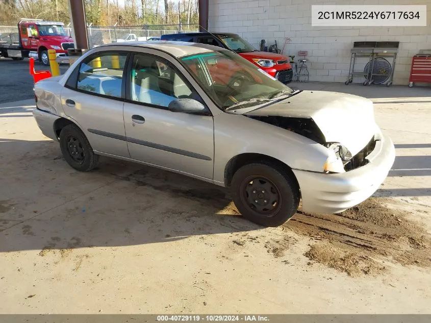 2000 Chevrolet Metro Lsi VIN: 2C1MR5224Y6717634 Lot: 40729119