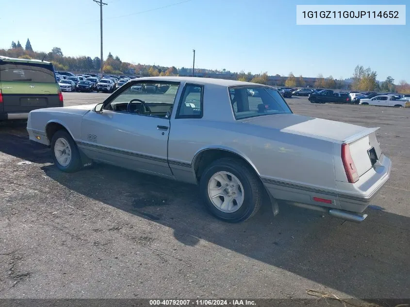 1988 Chevrolet Monte Carlo VIN: 1G1GZ11G0JP114652 Lot: 40792007