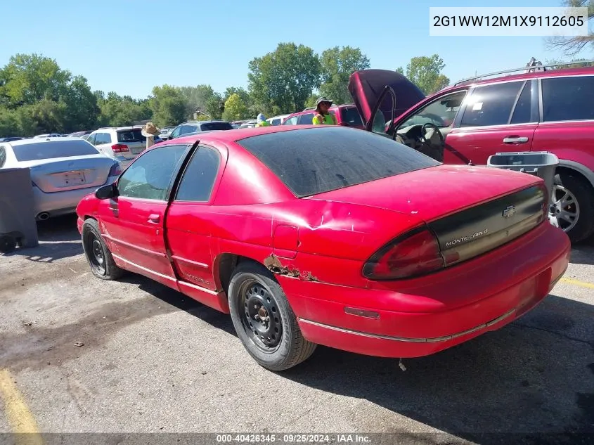 1999 Chevrolet Monte Carlo Ls VIN: 2G1WW12M1X9112605 Lot: 40426345