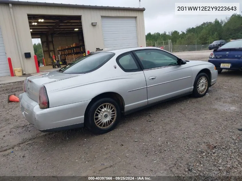 2000 Chevrolet Monte Carlo Ls VIN: 2G1WW12E2Y9223643 Lot: 40397566