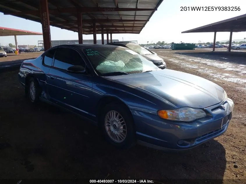 2000 Chevrolet Monte Carlo Ls VIN: 2G1WW12E5Y9383256 Lot: 40493007