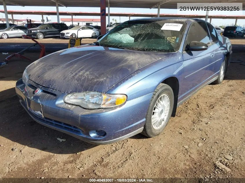 2000 Chevrolet Monte Carlo Ls VIN: 2G1WW12E5Y9383256 Lot: 40493007