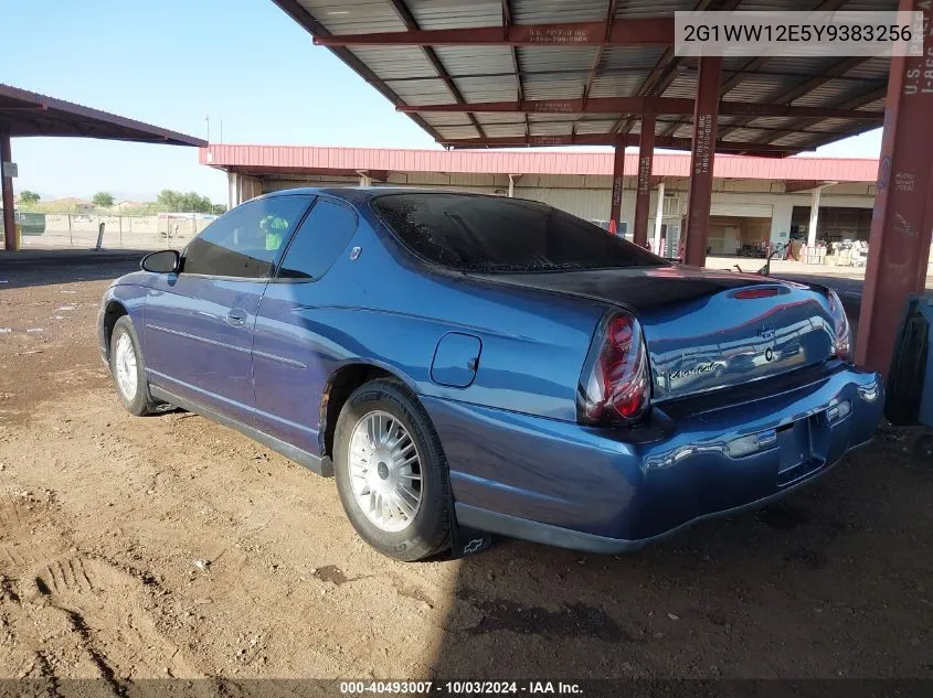 2000 Chevrolet Monte Carlo Ls VIN: 2G1WW12E5Y9383256 Lot: 40493007