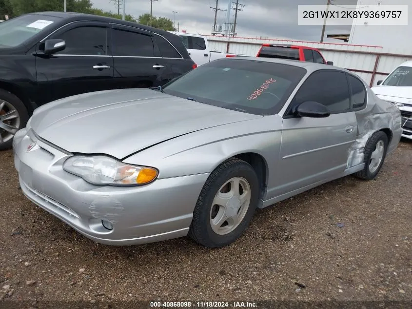 2000 Chevrolet Monte Carlo Ss VIN: 2G1WX12K8Y9369757 Lot: 40868098