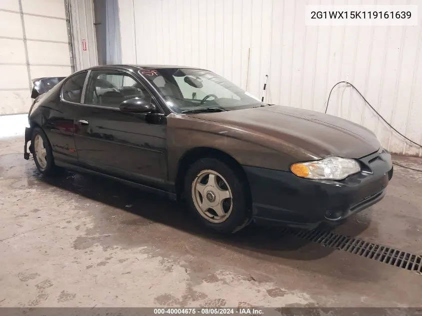 2001 Chevrolet Monte Carlo Ss VIN: 2G1WX15K119161639 Lot: 40004675