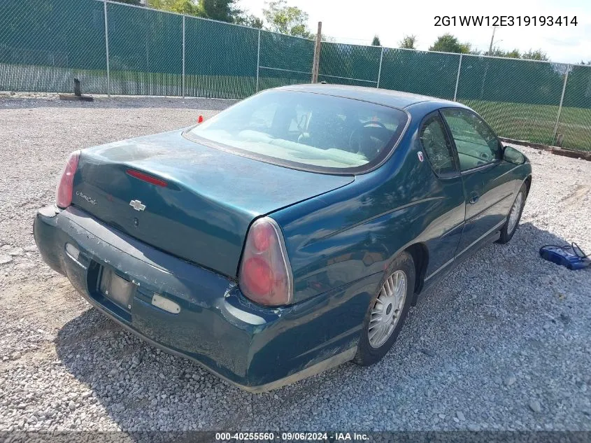 2001 Chevrolet Monte Carlo Ls VIN: 2G1WW12E319193414 Lot: 40255560