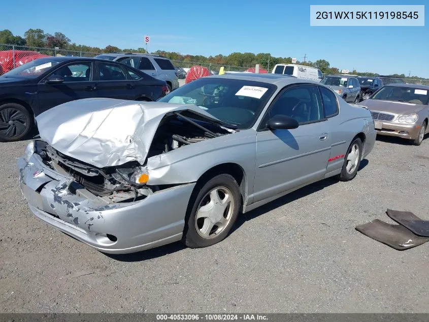 2001 Chevrolet Monte Carlo Ss VIN: 2G1WX15K119198545 Lot: 40533096