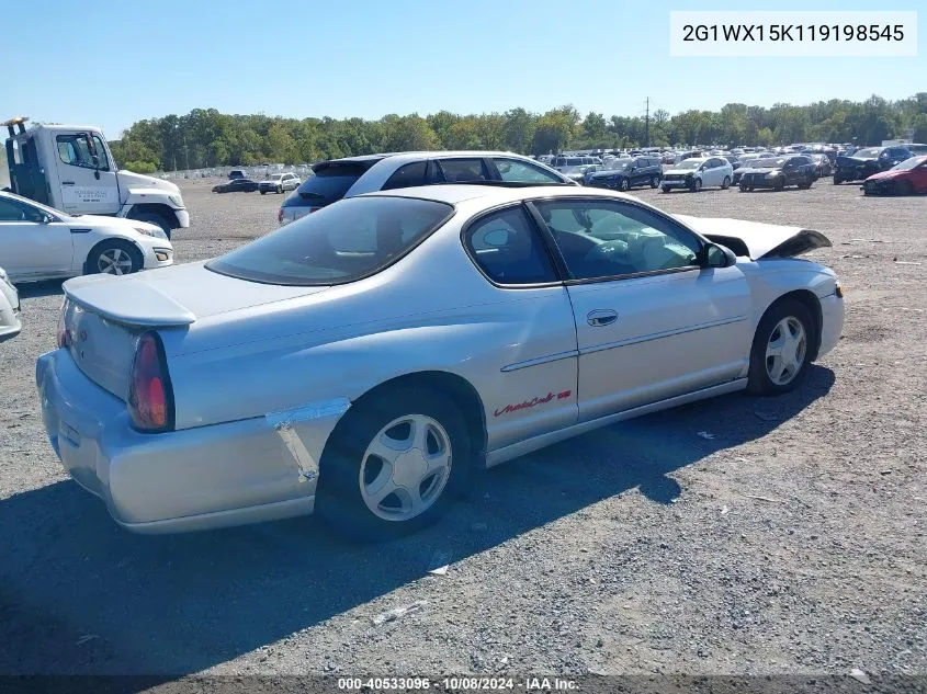 2001 Chevrolet Monte Carlo Ss VIN: 2G1WX15K119198545 Lot: 40533096