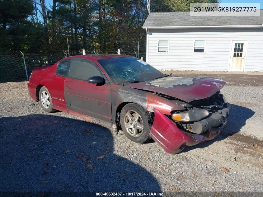 2001 Chevrolet Monte Carlo Ss VIN: 2G1WX15K819277775 Lot: 40632487