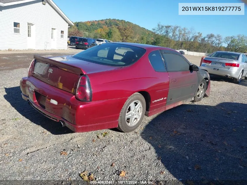 2001 Chevrolet Monte Carlo Ss VIN: 2G1WX15K819277775 Lot: 40632487