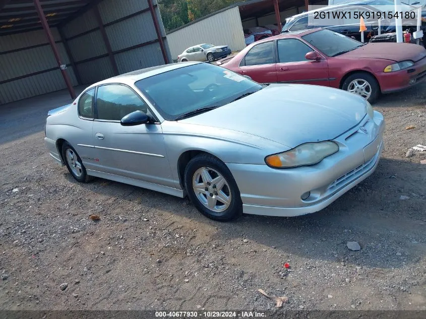 2001 Chevrolet Monte Carlo Ss VIN: 2G1WX15K919154180 Lot: 40677930