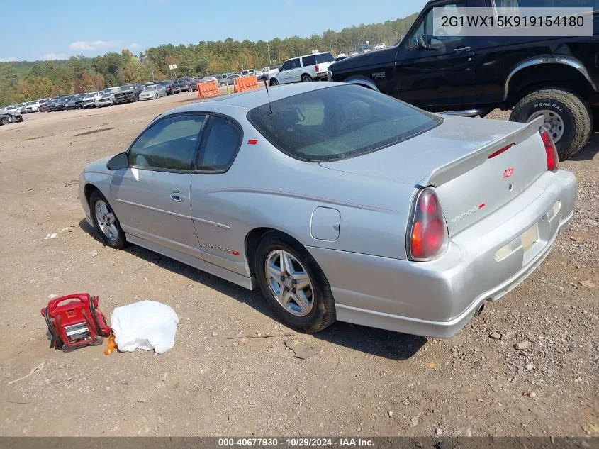 2001 Chevrolet Monte Carlo Ss VIN: 2G1WX15K919154180 Lot: 40677930