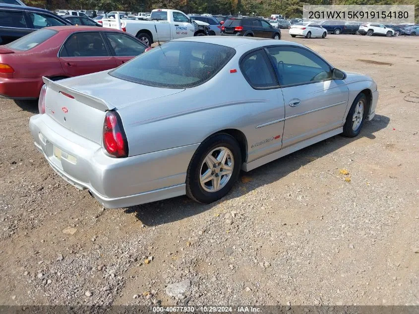 2001 Chevrolet Monte Carlo Ss VIN: 2G1WX15K919154180 Lot: 40677930