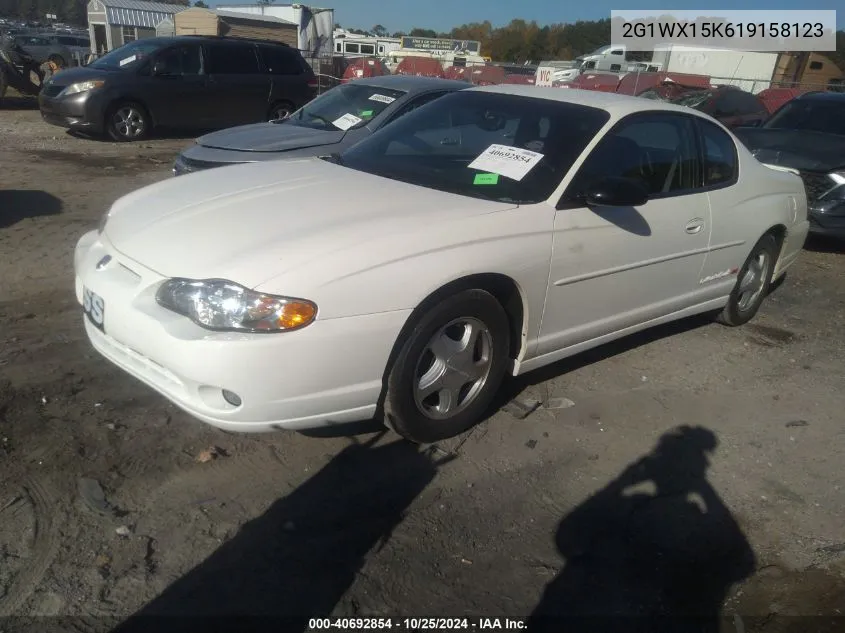 2001 Chevrolet Monte Carlo Ss VIN: 2G1WX15K619158123 Lot: 40692854