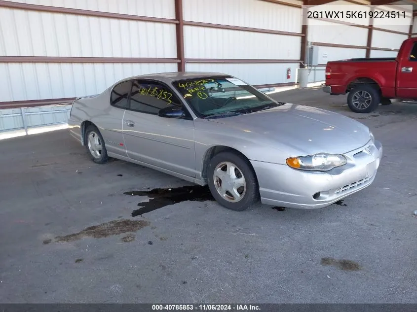 2001 Chevrolet Monte Carlo Ss VIN: 2G1WX15K619224511 Lot: 40785853