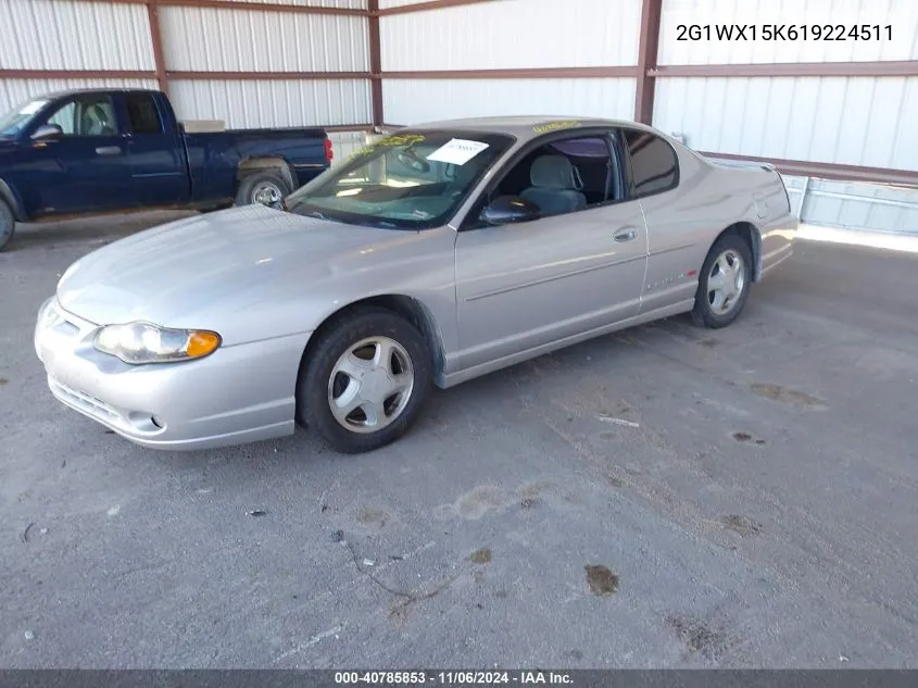 2001 Chevrolet Monte Carlo Ss VIN: 2G1WX15K619224511 Lot: 40785853