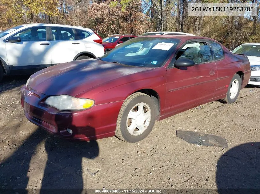 2001 Chevrolet Monte Carlo Ss VIN: 2G1WX15K119253785 Lot: 40878485