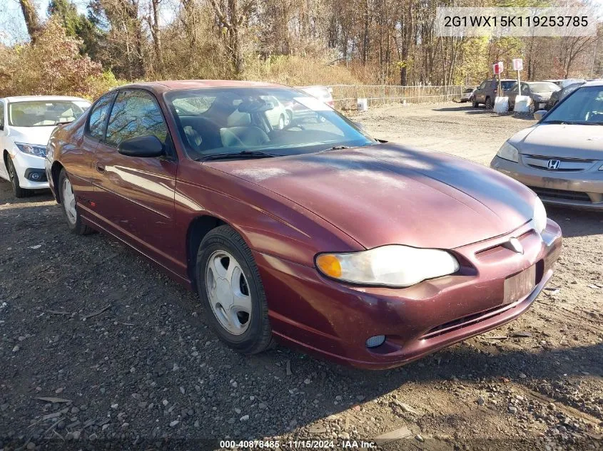 2001 Chevrolet Monte Carlo Ss VIN: 2G1WX15K119253785 Lot: 40878485