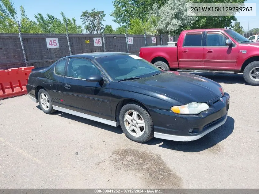 2002 Chevrolet Monte Carlo Ss VIN: 2G1WX15K129299263 Lot: 39841252