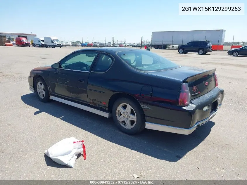 2002 Chevrolet Monte Carlo Ss VIN: 2G1WX15K129299263 Lot: 39841252