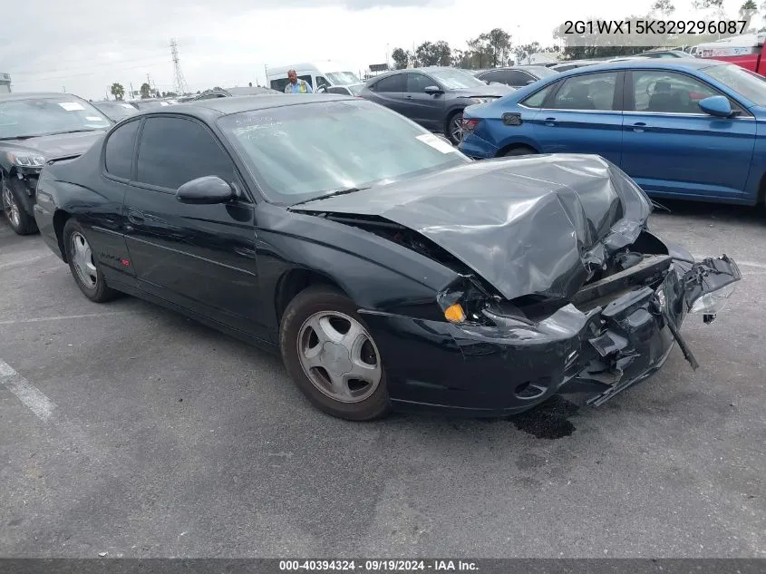 2002 Chevrolet Monte Carlo Ss VIN: 2G1WX15K329296087 Lot: 40394324