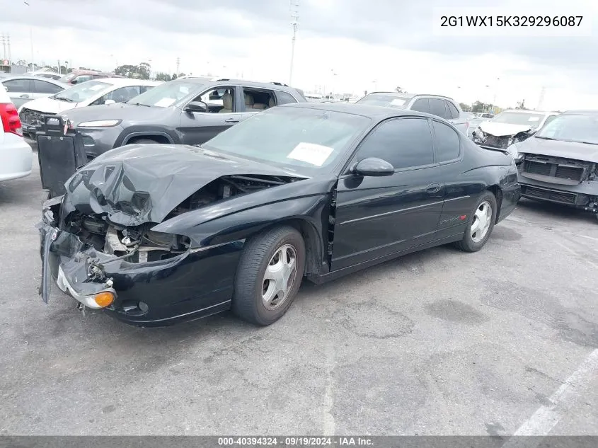 2002 Chevrolet Monte Carlo Ss VIN: 2G1WX15K329296087 Lot: 40394324