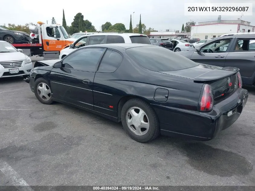 2002 Chevrolet Monte Carlo Ss VIN: 2G1WX15K329296087 Lot: 40394324