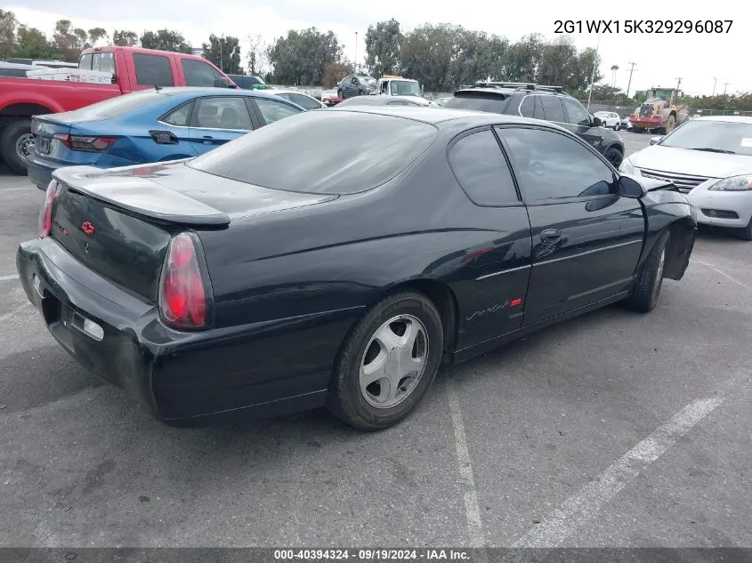 2002 Chevrolet Monte Carlo Ss VIN: 2G1WX15K329296087 Lot: 40394324