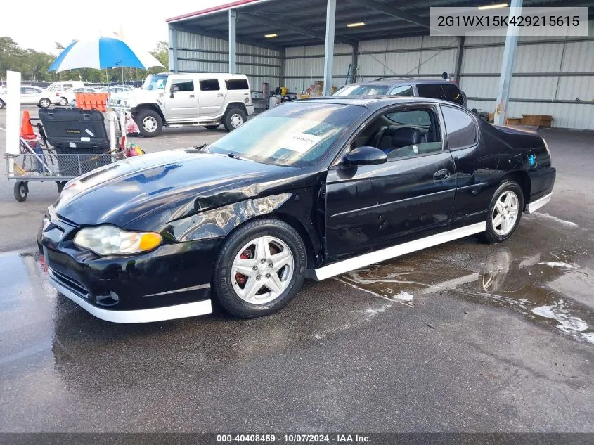 2002 Chevrolet Monte Carlo Ss VIN: 2G1WX15K429215615 Lot: 40408459