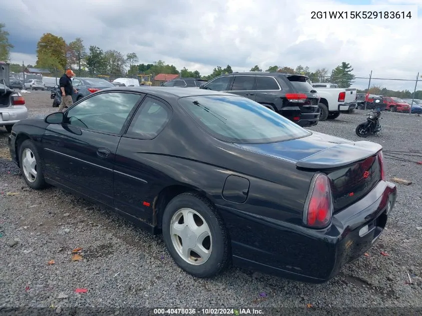 2002 Chevrolet Monte Carlo Ss VIN: 2G1WX15K529183614 Lot: 40478036