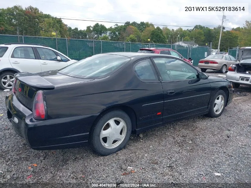 2002 Chevrolet Monte Carlo Ss VIN: 2G1WX15K529183614 Lot: 40478036