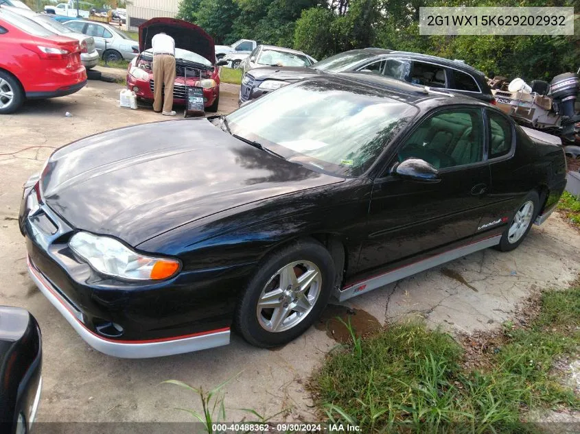 2002 Chevrolet Monte Carlo Ss VIN: 2G1WX15K629202932 Lot: 40488362