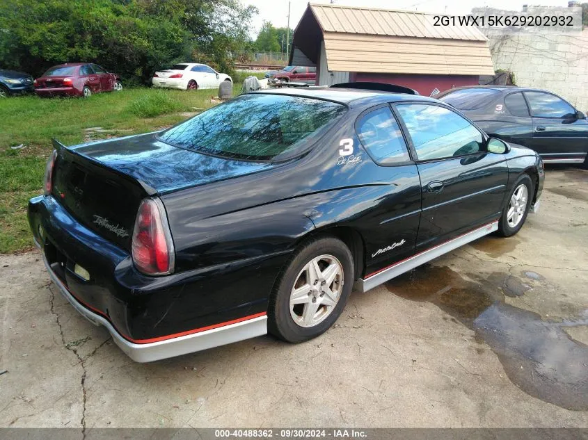 2002 Chevrolet Monte Carlo Ss VIN: 2G1WX15K629202932 Lot: 40488362