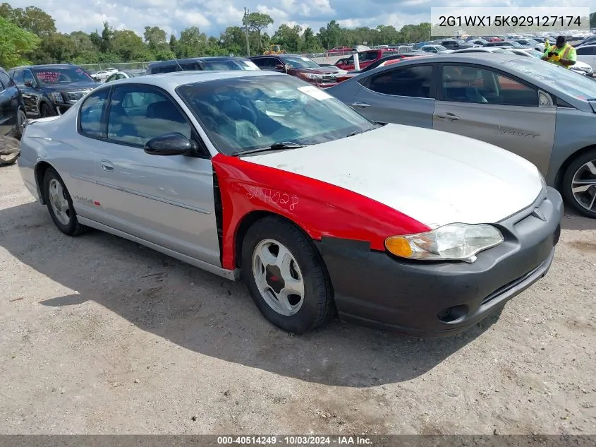 2002 Chevrolet Monte Carlo Ss VIN: 2G1WX15K929127174 Lot: 40514249