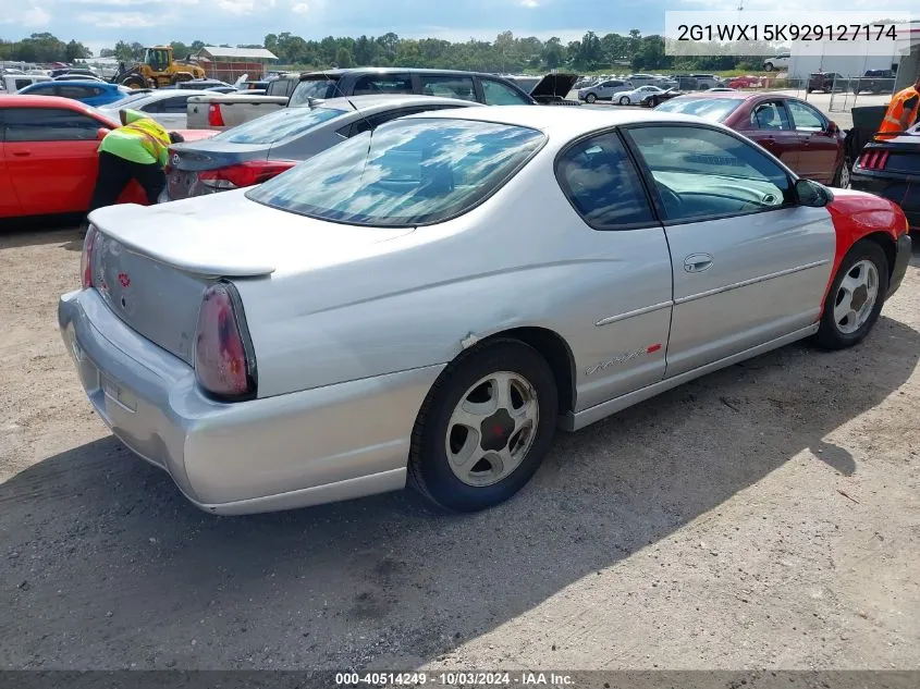 2002 Chevrolet Monte Carlo Ss VIN: 2G1WX15K929127174 Lot: 40514249