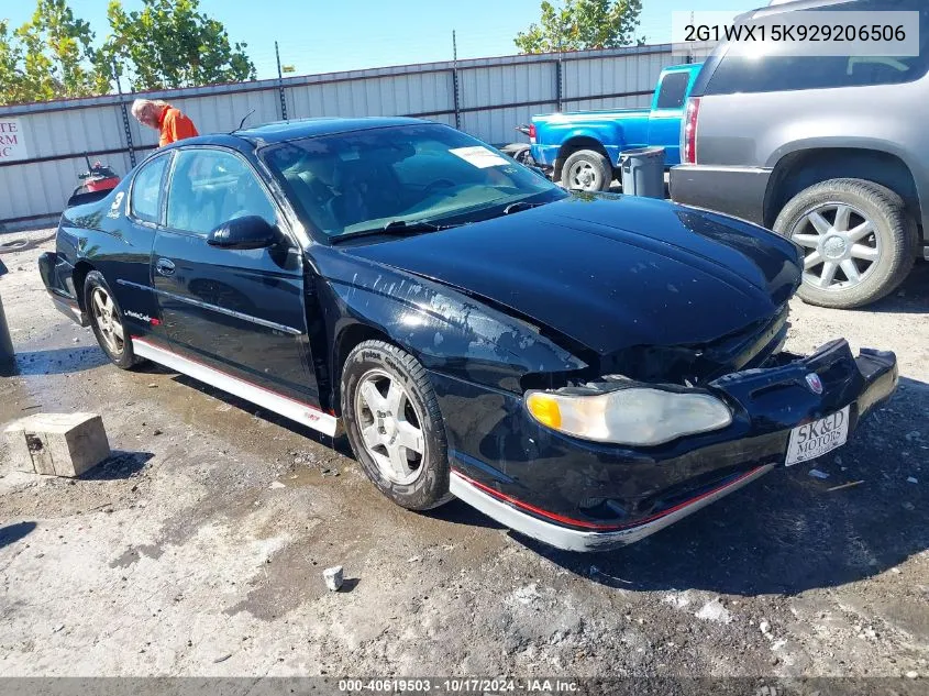 2002 Chevrolet Monte Carlo Ss VIN: 2G1WX15K929206506 Lot: 40619503