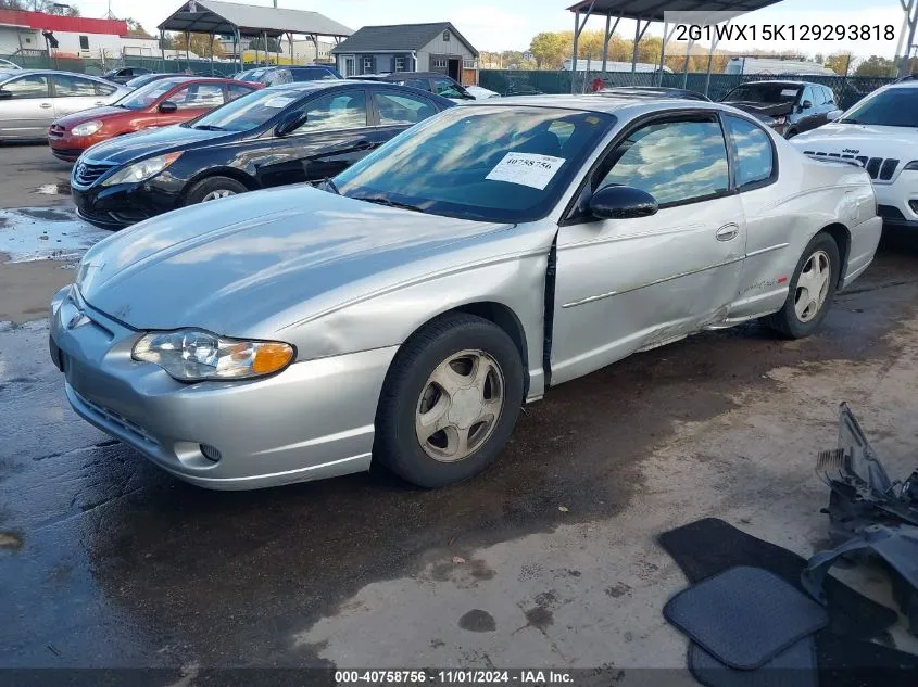 2002 Chevrolet Monte Carlo Ss VIN: 2G1WX15K129293818 Lot: 40758756