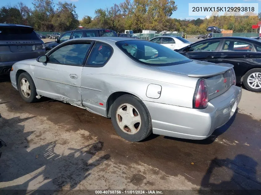 2002 Chevrolet Monte Carlo Ss VIN: 2G1WX15K129293818 Lot: 40758756