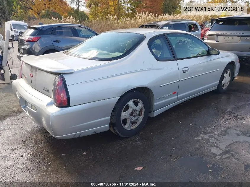 2002 Chevrolet Monte Carlo Ss VIN: 2G1WX15K129293818 Lot: 40758756