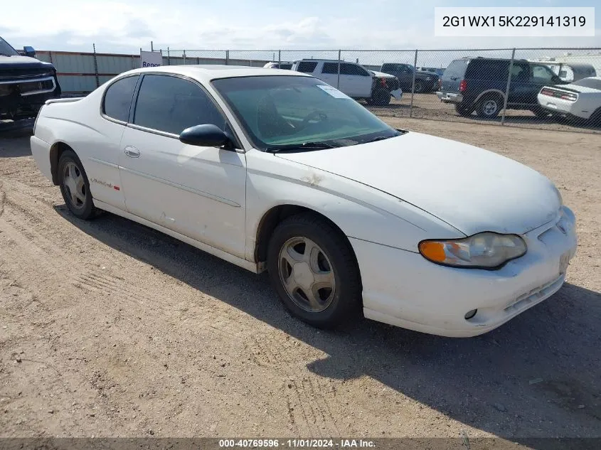 2002 Chevrolet Monte Carlo Ss VIN: 2G1WX15K229141319 Lot: 40769596