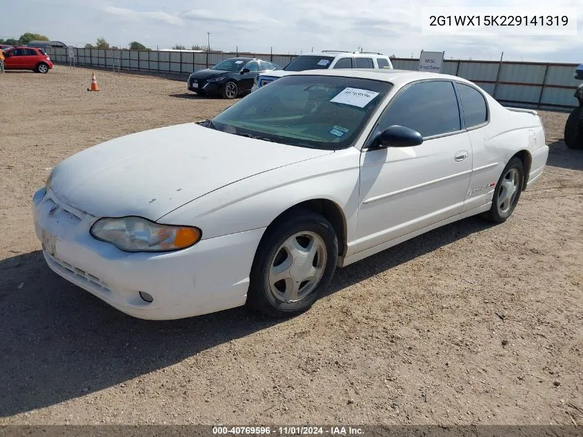 2002 Chevrolet Monte Carlo Ss VIN: 2G1WX15K229141319 Lot: 40769596