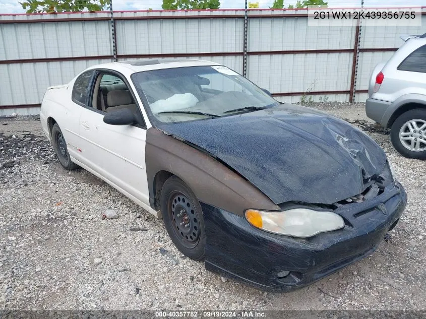 2003 Chevrolet Monte Carlo Ss VIN: 2G1WX12K439356755 Lot: 40357782