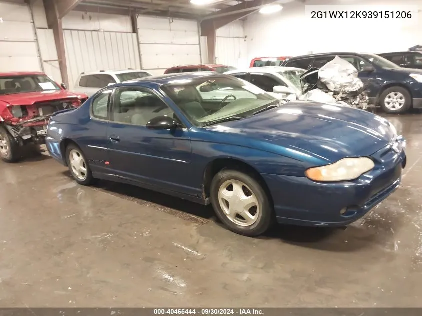 2003 Chevrolet Monte Carlo Ss VIN: 2G1WX12K939151206 Lot: 40465444