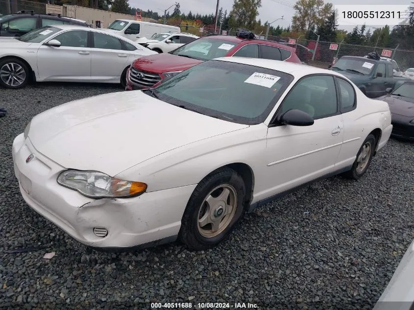 2003 Chevrolet Monte Carlo VIN: 18005512311 Lot: 40511688