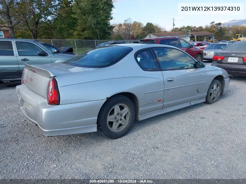 2003 Chevrolet Monte Carlo Ss VIN: 2G1WX12K139374310 Lot: 40691295